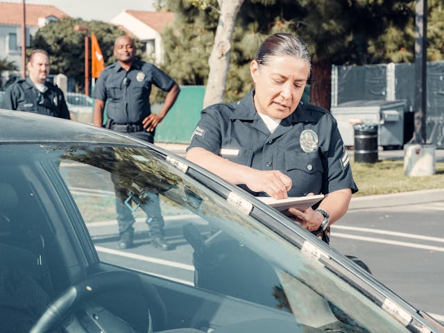 cop giving out a ticket